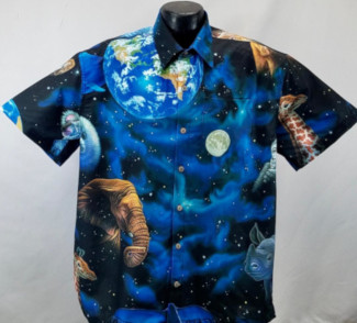 space themed hawaiian shirt